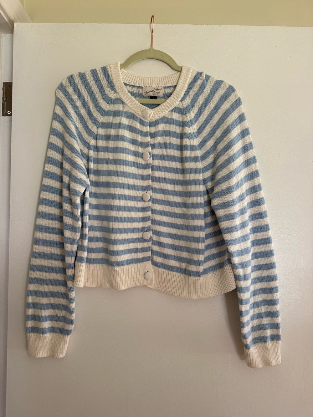 Universal Thread Blue & Cream Striped Button-Front Cardigan